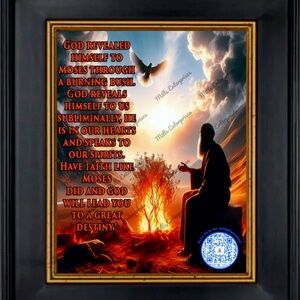 Moses at the Burning Bush.Christian Decor Artwork.Divine encounter wall hanging